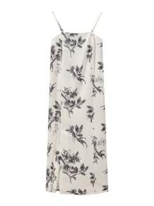 Irokai 花卉印花交叉裹身优雅蝙蝠袖浴衣 - 杏色 - 查看 3