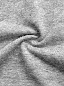 Jouncy 女式字母印花落肩长袖拉链连帽夹克 - 灰色 - 查看 4