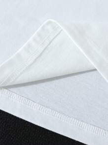 SHEIN CURVE+ Plus Size Casual Minimalist Slogan Print Short Sleeve T-Shirt