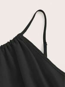 EMERY ROSE Women's Fashion Solid Color Open Shoulder Jumpsuit With Cinched Waist - Black - View 4