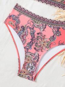 Swim SXY Bộ bikini lưng cao hở lưng họa tiết Paisley 2 món/bộ, phong cách kỳ nghỉ bãi biển mùa hè - Nhiều màu - Xem 7