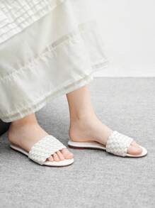 CUCCOO BIZCHIC Sandales plates style bohème décontracté pour femmes pour un port quotidien - Blanc - Voir 5