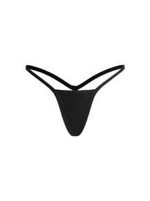 Ocili 女士性感纯色低腰丁字裤 - 黑色 - 查看 5