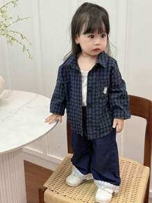 Dazy Kids 女婴休闲宽松条纹长袖上衣，夏季，幼儿秋季服装 - 黑色 - 查看 7