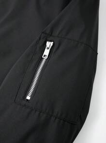 Manfinity Homme Áo khoác gió ngoài trời màu trơn đa năng cho nam Áo khoác đen có khóa kéo cho nam Áo khoác thường ngày cho nam, Mùa thu - màu đen - Xem 6