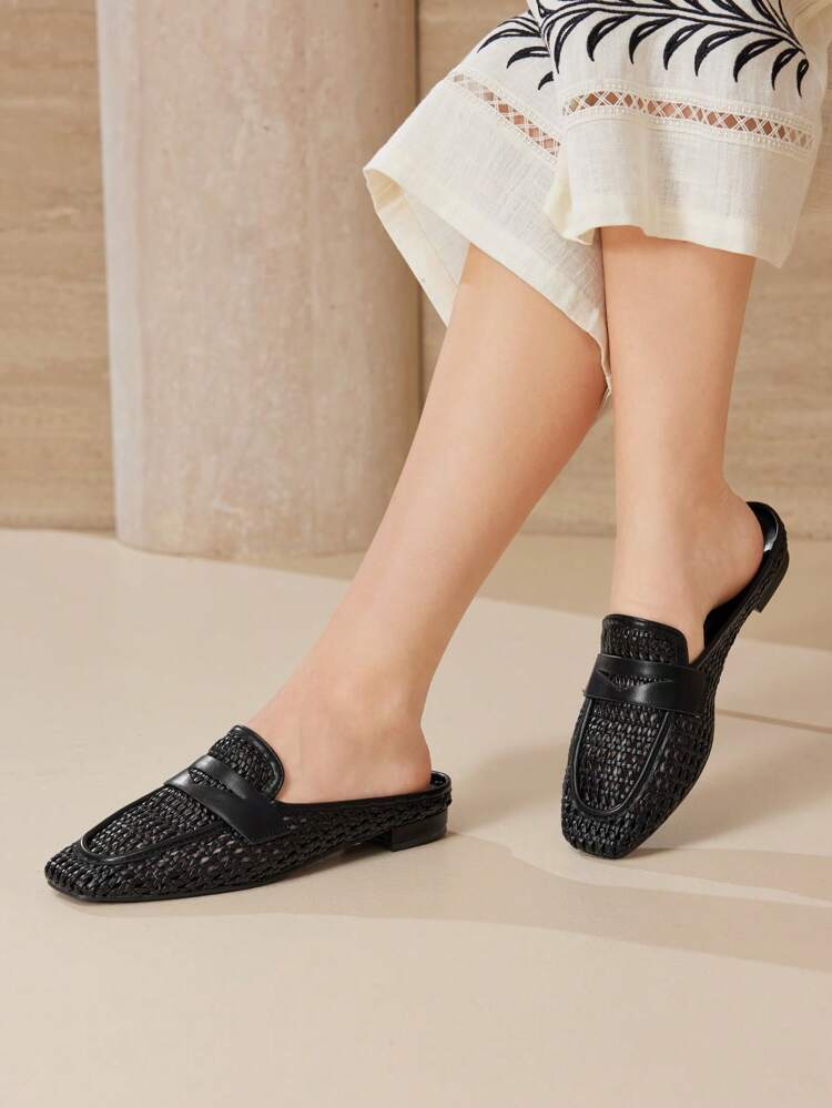 Quadratische Zehenspitze Slip-On Mule Flats