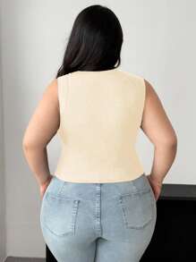 Vibekara Áo thun lưới xuyên thấu gợi cảm màu đen dành cho người có thân hình đầy đặn - Màu be - Xem 2