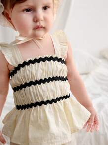 Cozy Pixies 2 pièces Ensemble Top pull avec col volant et pantalon à taille élastique pour bébé fille