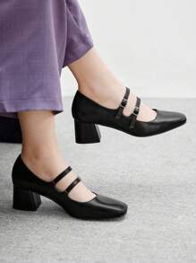 CUCCOO BIZCHIC Simple Women Mary Jane Platform High Heels, For Halloween For Christmas - Black - View 4