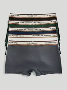 EasyFave Juego de 5 bóxers con contraste de letras y banda elástica para comodidad para hombres