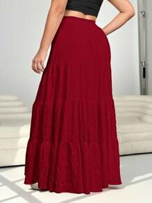 Solflare Gonna lunga a campana bordeaux per donne taglia forte - Bordò - Visualizzare 2