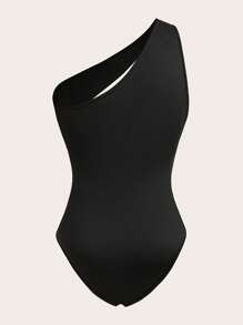 大码女式黑色镂空连体泳衣，海滩/度假装