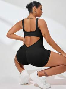 Seamluxe SHEIN Sport Macacão de Atividades Físicas com Alta Elasticidade e Costura Invisível, Conjunto de Ioga na Moda