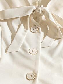 SHEIN PETITE Summer New Elegant Casual Fashion Bowknot Sleeveless Shirt With Pleated Short Skirt Women 2 Pieces Set - Apricot - View 3