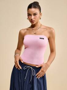 SHEIN Unity 女士针织抹胸返校服 - 粉色 - 查看 5
