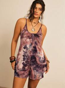 SHEIN VCAY 大码扎染印花休闲连体裤