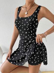 SHEIN EZwear 女士休闲简约清新碎花迷你连衣裙，适合夏季 - 彩色 - 查看 4