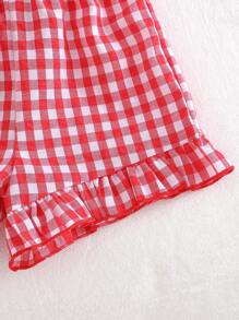Cozy Pixies 2pcs Baby Girls Strawberry Print Ruffle Trim Pullover Top And Elastic Waist Shorts Set - Red - View 6
