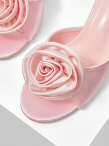 MOTF PREMIUM WOMEN'S FASHIONABLE ELEGANT COMFORTABLE ROSE PATTERN SLIP-ON HIGH HEEL SANDALS, SUITABLE FOR DATING & VALENTINE'S DAY - Pink - View 6