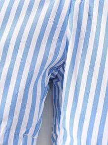 Souflis Souflis 嬰兒男童夏季休閒條紋爬服連披肩