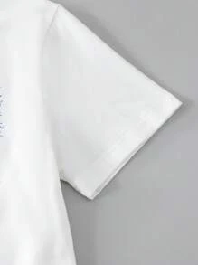 SHEIN ChillGRL 2件套女孩休闲日常通勤装，含蝴蝶结T恤和牛仔裤