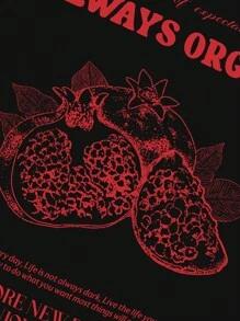 STEELVANCE 男士夏季标语和石榴印花宽松休闲短袖T恤