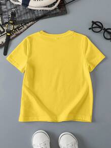 SpongeBob SquarePants | SHEIN Young Boy 3pcs Summer Casual Cute Cartoon & Letter Graphic Short Sleeve T-Shirts - Multicolor - View 8