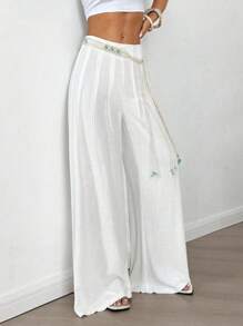 Flirla Pantalon large polyvalent décontracté printemps/été 2025 pour femme - Blanc - Voir 3