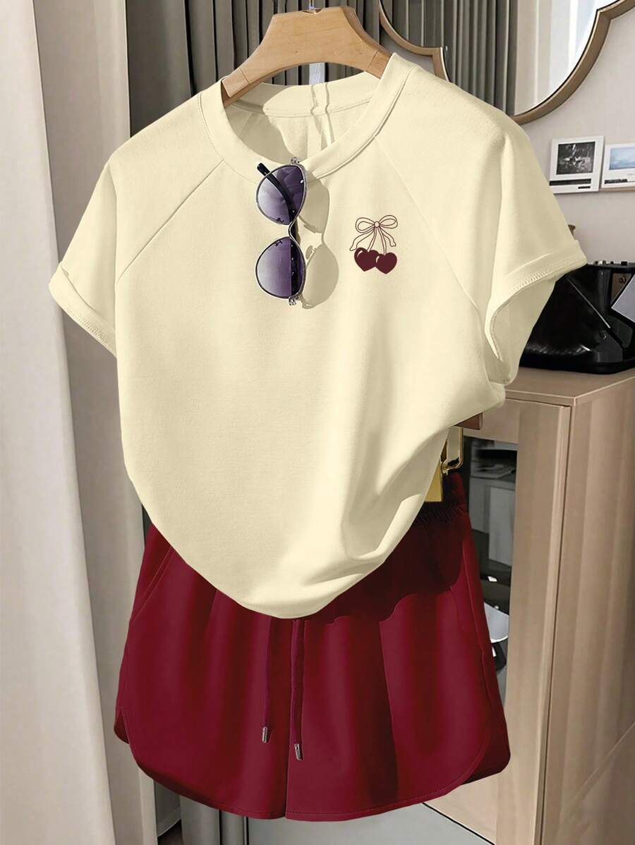 INAWLY Plus Size Women T-Shirt And Shorts Set - Multicolor - View 1