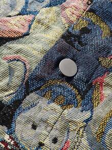 Manfinity Homme Men's Casual Bear Print Button Down Jacket, Autumn,Men Jacket,Fall And Winter Men Clothes,Winter Men Jacket,Funny Bear Jackte,Boyfriend Gifts, Men Graphic Jacket, Bear Graphic Jacket, Graphic Jacket Men, Men Jacket - Multicolor - View 3