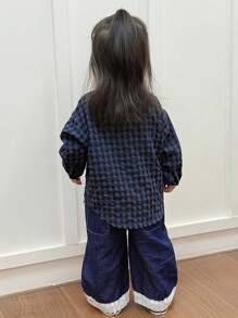 Dazy Kids 女婴休闲宽松条纹长袖上衣，夏季，幼儿秋季服装 - 黑色 - 查看 2