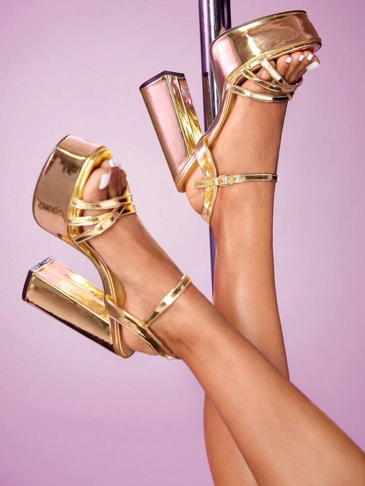 CUCCOO LuxiPop Women Shoes Round Toe Thick Heel Mueller Platform Shoes Colorful Rhinestone Decoration Suitable For Fashion Party Ladies Slope Heel Platform Sandals Bad Girl Night Wear Street Style Sexy Dating Party Halloween Christmas New Year Party Wear