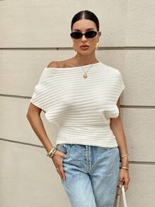 Siren Gaze New Autumn Off The Shoulder Sweater For Women, Travel Tops, Back To School Season Clothing, Fashionable And Elegant Commuter Travel Tops, Autumn Clothing For Women Summer - Apricot - View 3