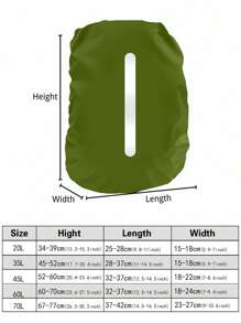 1 Vỏ bọc ba lô chống mưa và chống bám bẩn màu đen 15-75L, Vỏ chống bụi cho túi du lịch đi bộ đường dài và leo núi ngoài trời, Vỏ bảo vệ ba lô có thể gấp lại với dải phản quang, Thích hợp cho hoạt động ngoài trời, leo núi, đi làm, trường học, gia đình, lưu trữ du lịch - xanh quân đội - Xem 4