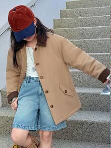 DAZY Tween Girls Winter Casual Street Style Jacket - Khaki - View 3