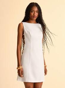 CAJUNI Women Summer Elegant White Short Dress,Casual Hollow Circle Design,Perfect For Vacation,Bar Party,Graduation And Elegant Evening Occasions - White - View 4