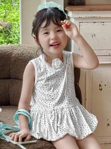 DAZY Young Girls Floral All-Over Print Camisole Top, Young Girl Autumn Clothes - White - View 6