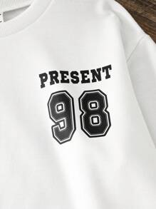 Tween-Jungen Lässig Sport Stil einfarbiges Buchstaben Grafik Muster Pullover Sweatshirt, Herbst/Winter Sweatshirt Weiß Sweatshirt Langarm Shirts - Weiss - Übersicht 5
