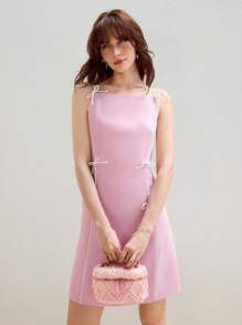 MOTF PREMIUM VÁY BẦU CÓ CHI TIẾT NƠ CÓ ĐƯỢC ỐNG KÍNH TƯƠNG PHẢN - Màu Hồng baby - Xem 3