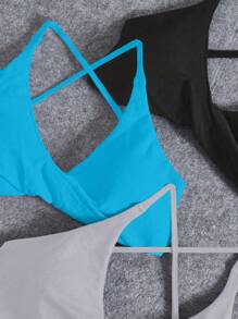 Yoga Basic 3 PCS Seamless Yoga Sports Bra / Twist Front Design / Versatile For Sports & Daily Wear - Multicolor - View 4