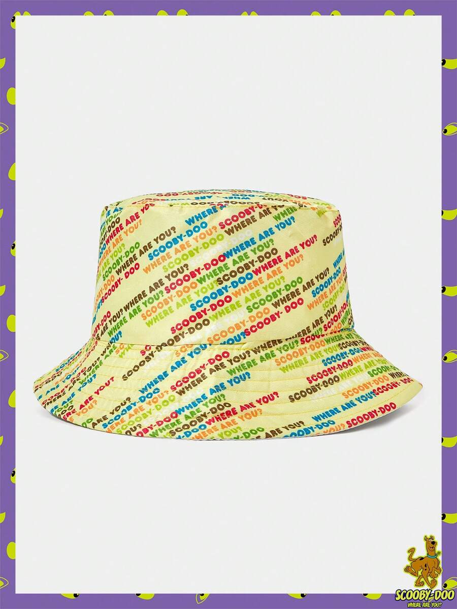 SCOOBY-DOO X SHEIN Double-Sided Wearable Yellow All-Over Print Bucket Hat - Yellow - View 1