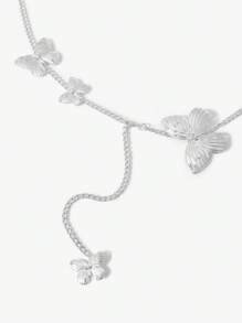 SHEIN SXY Cadena para la cintura con diseño de mariposa para mujer, adecuada para vestidos - Plateado - Ver 3