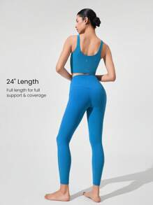 GLOWMODE 24" FeatherFit™ Fuel Your Glow Buttery-Soft Stretchy Sweat-Wicking High-Waist Waist Side Pockets Seamless Leggings Low Impact Yoga Pilates Barre Studio Daily Casual Wear