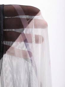 DAZY 女士拼色不对称印花透视网眼上衣外出上衣夏季长袖女上衣 - 彩色 - 查看 11