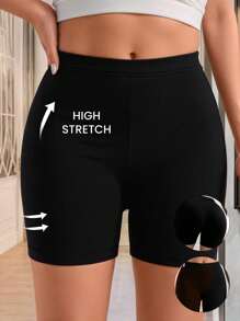 SHEIN LUNE Plus Size Solid Color Casual Shorts, Summer Fashion