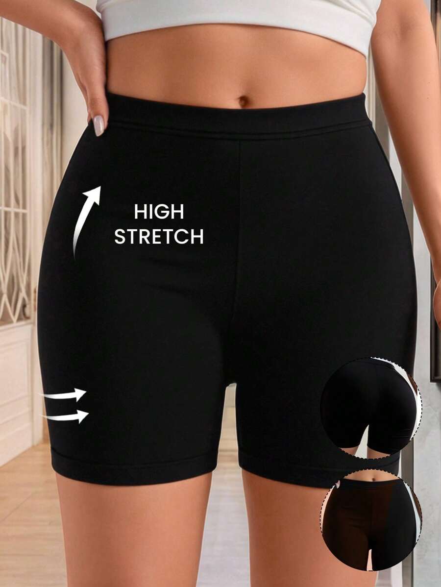 SHEIN LUNE Plus Size Solid Color Casual Shorts, Summer Fashion