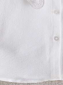 Tween 女童优雅刺绣领休闲长袖衬衫，简约白衬衫