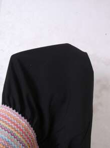 Swim Lushoire 女士拼色松紧腰时尚沙滩短裤，适合夏季海滩 - 黑色 - 查看 6