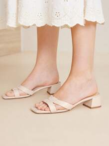 MOTF PREMIUM Sandalias casuales minimalistas con tacón ancho y punta abierta para mujer, ideales para el trayecto en verano