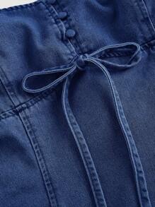 SHEIN MOD Women's Denim Overall Mini Dress, Casual & Fitted, Blue